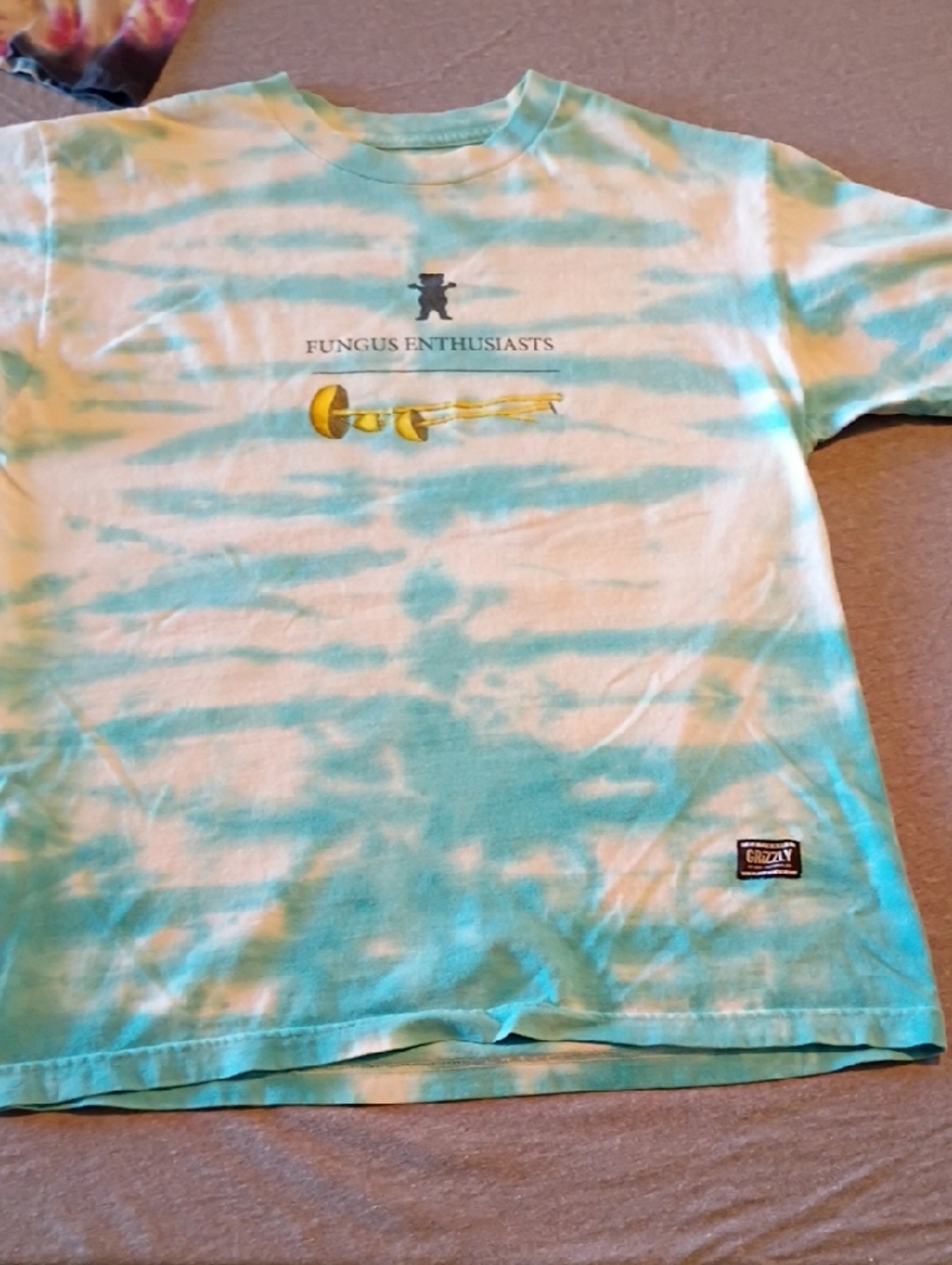 Grizzly Tie-Dye "Fungus Enthusiasts" Short Sleeve Tee - Aqua/White